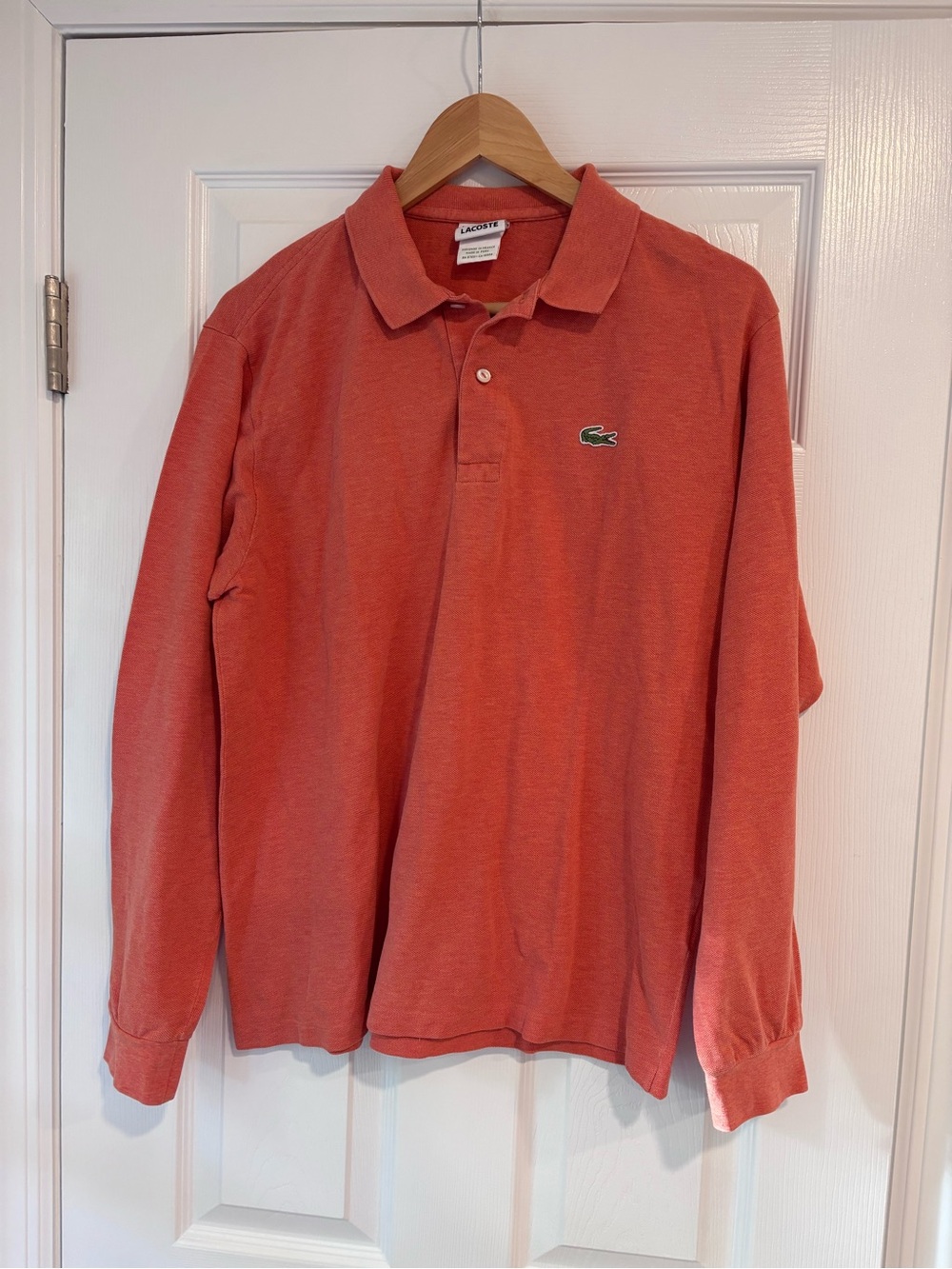 Lacoste men's long sleeve orange polo size large